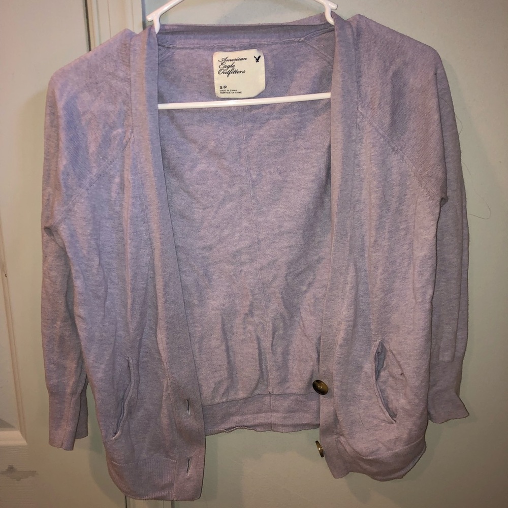 Purple cardigan